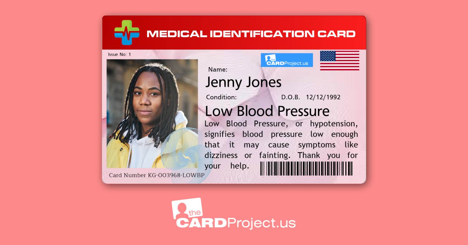 Premium Low Blood Pressure Medical Card (FRONT)